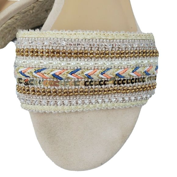 Kaari Blue Embellished Beige Espadrilles 8.5M EUC - Picture 2 of 6